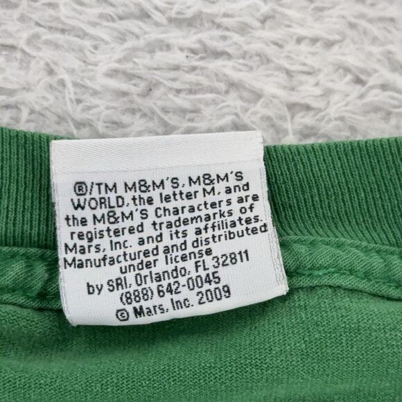 Vintage M&Ms Green Candy Shirt Mens XL 2009 Graphic Tee Funny Character Top - Picture 8 of 8